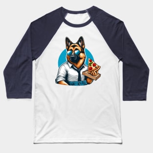 German Shepherd Dog Eating Pizza Baseball T-Shirt